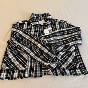 NEW NWT Lucky Brand Jacket Shacket Women's Cropped Plaid Size XL